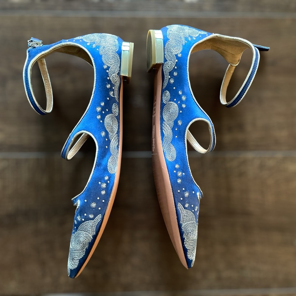‼️❤️SOLD❤️‼️AQUAZZURA Claudia Schiffer Cloudy Star Ballet Flats • Size 8.5 US - Picture 3 of 12